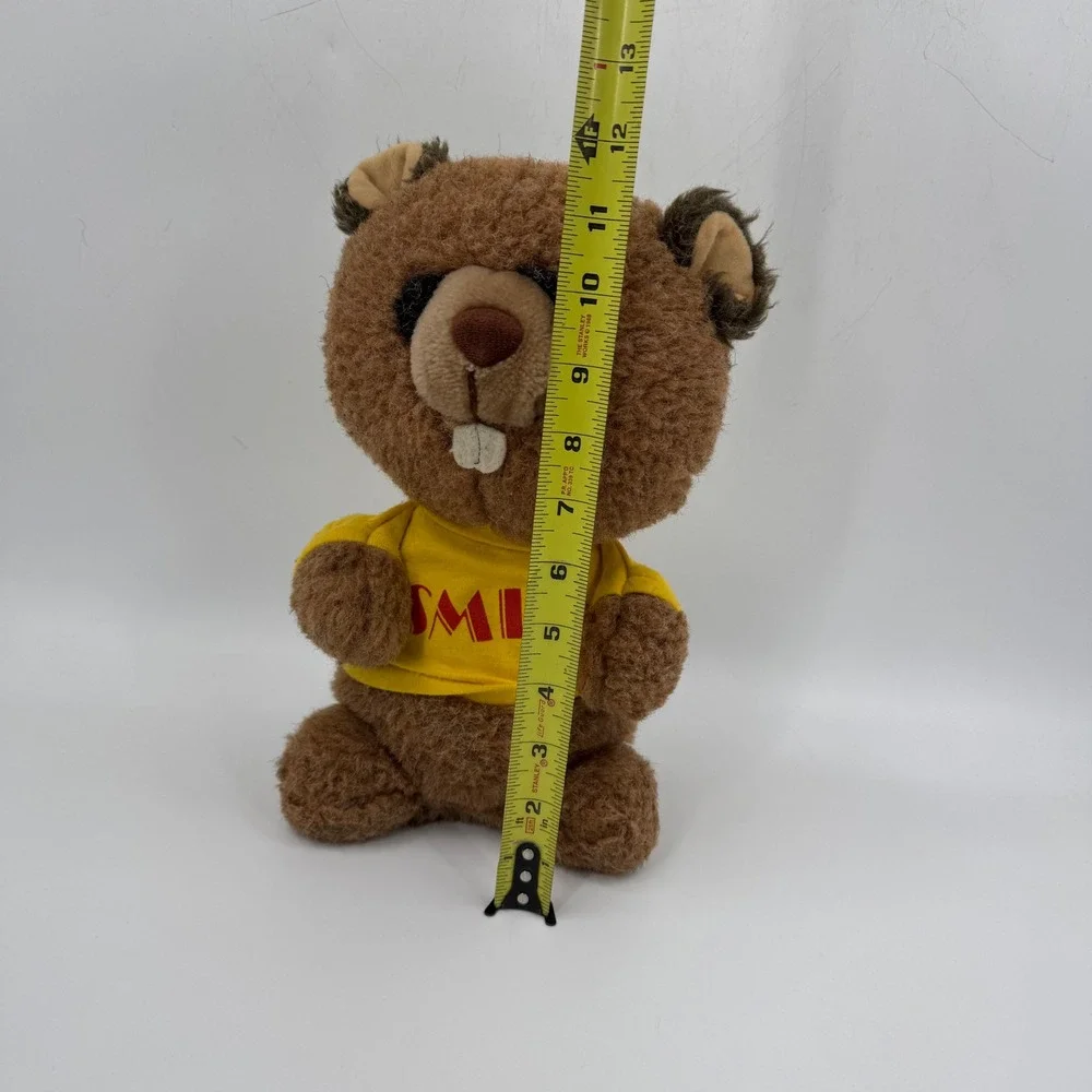 Vintage‎ Knickerbocker Shirt Tales Beaver Plush Smile Yellow Shirt 12 inch 1980s